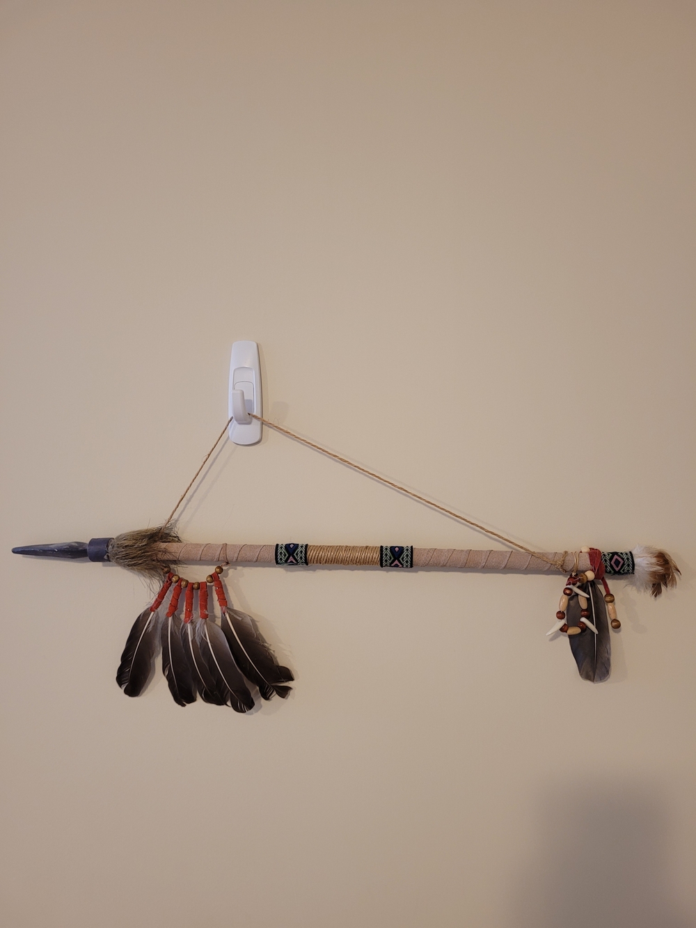 Handcrafted Canada Indigenous Aboriginal Feather Dance Wand Wall Decor - Picture 5 of 5
